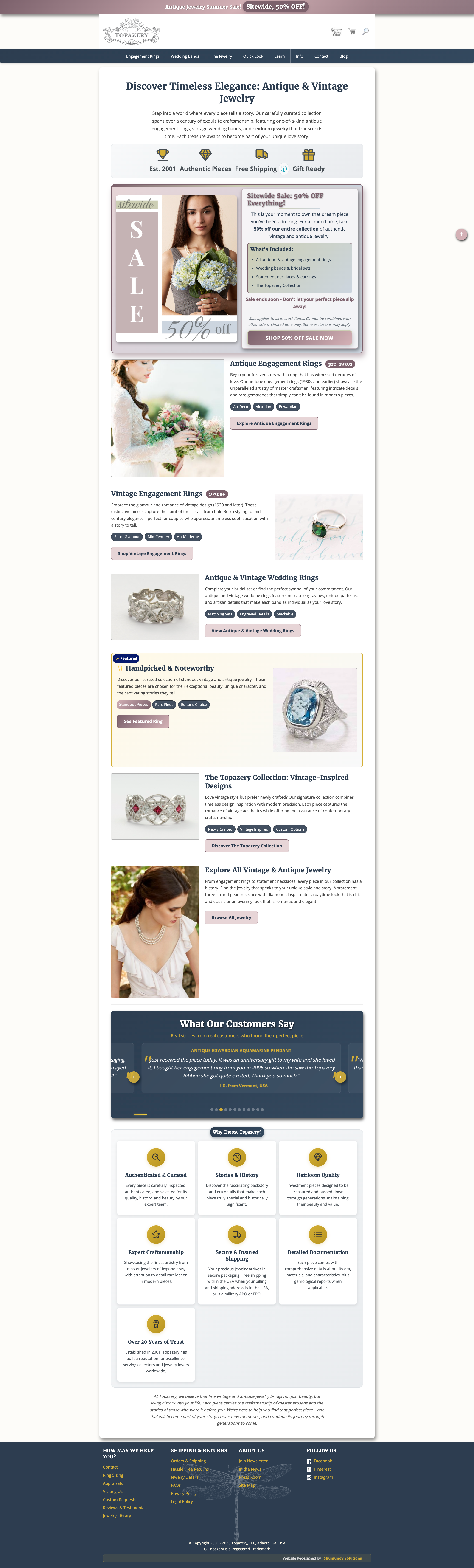 Luxury-focused Topazery homepage