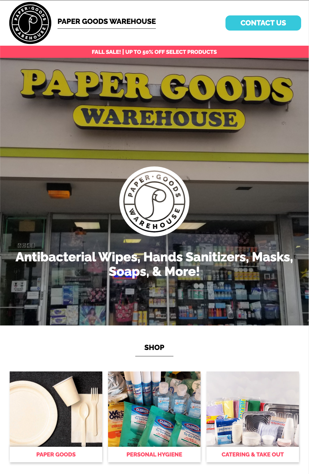 Paper Goods Warehouse Website Screenshot